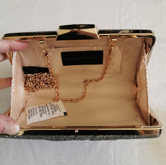 Jessica McClintock Silver Sparkle Evening Bag - Picture 2 of 7